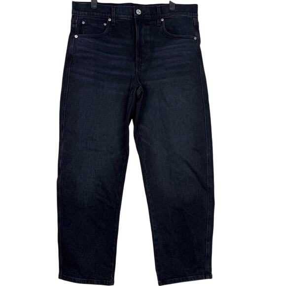 AYR The Knockout Barrel Leg Ankle Cropped stretch Denim Jean 30 Film Noir Black - Picture 2 of 16